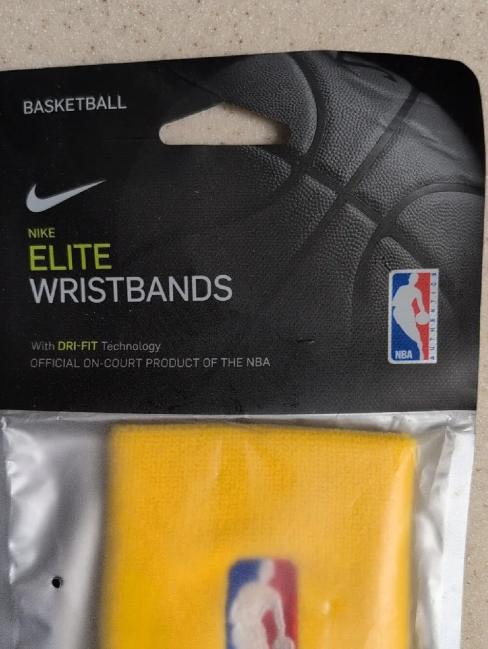 Nike Wristbands Elite Dri-Fit Yellow Pair Set Two Logo NBA Official Basketball